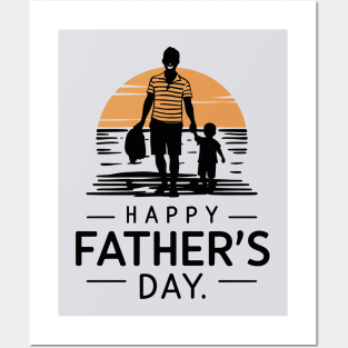 Silhouette Figure with sun Happy Fathers Day Posters and Art